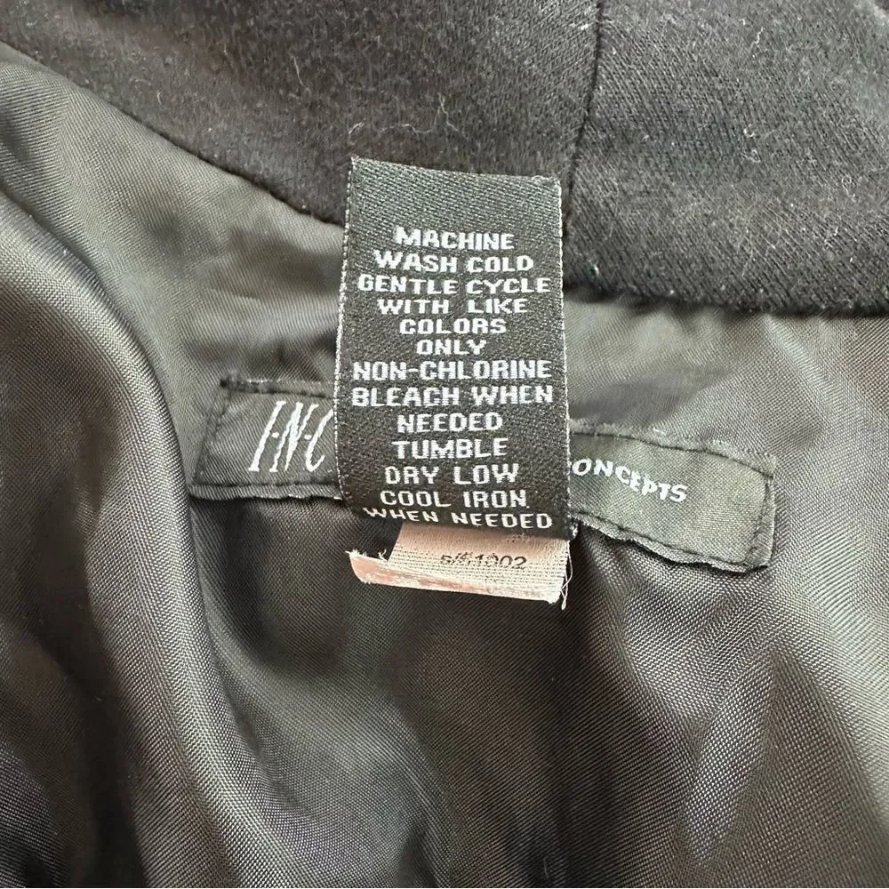 INC International Concepts Women's M Asymmetrical Draped‎ Moto Jacket Black Moto